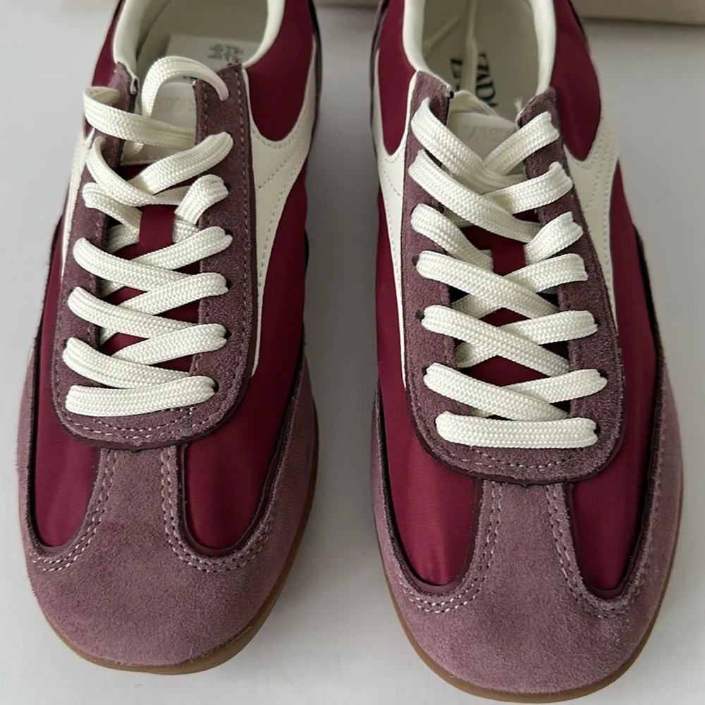 Zara Men's Maroon and Cream Sneakers - Picture 6 of 17